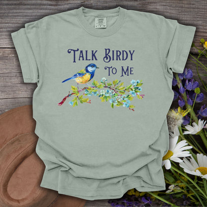 "Talk Birdy to Me" Floral Bluebird T-Shirt
