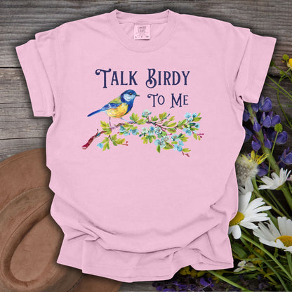 "Talk Birdy to Me" Floral Bluebird T-Shirt