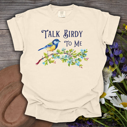 "Talk Birdy to Me" Floral Bluebird T-Shirt