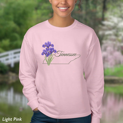 Tennessee State Flower Long Sleeve Tee — Iris