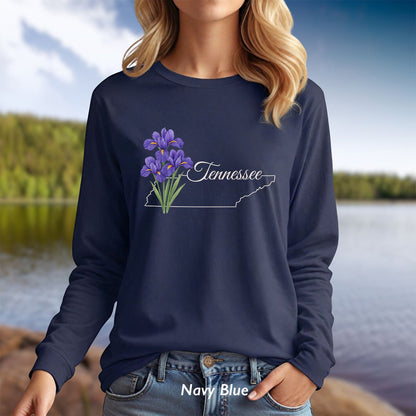 Tennessee State Flower Long Sleeve Tee — Iris