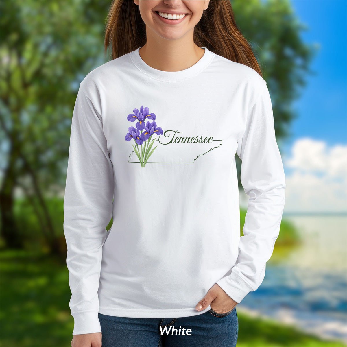 Tennessee State Flower Long Sleeve Tee — Iris