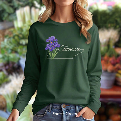 Tennessee State Flower Long Sleeve Tee — Iris