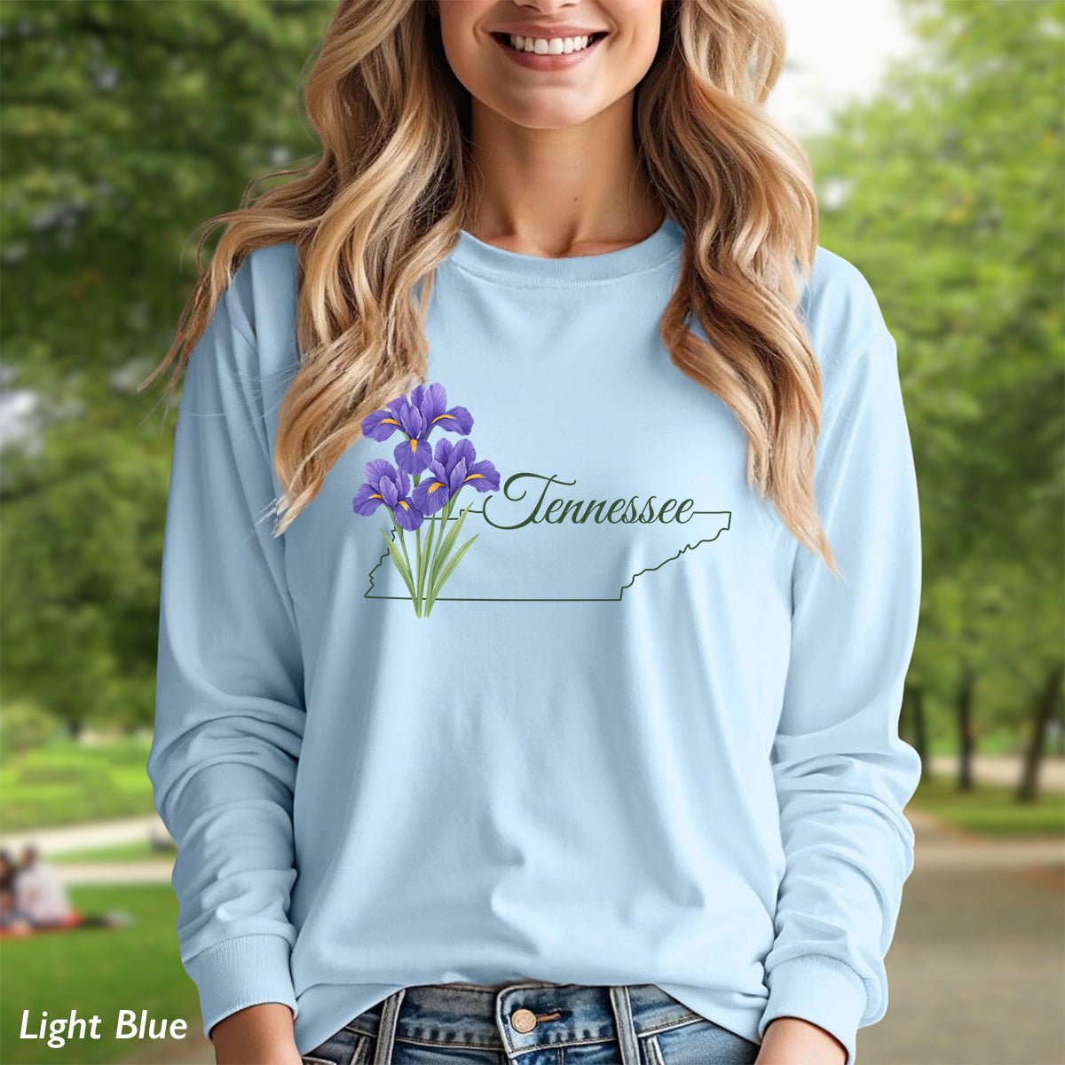 Tennessee State Flower Long Sleeve Tee — Iris