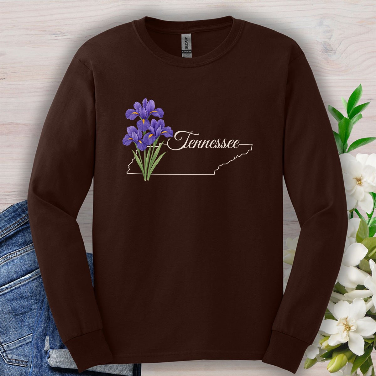Tennessee State Flower Long Sleeve Tee — Iris