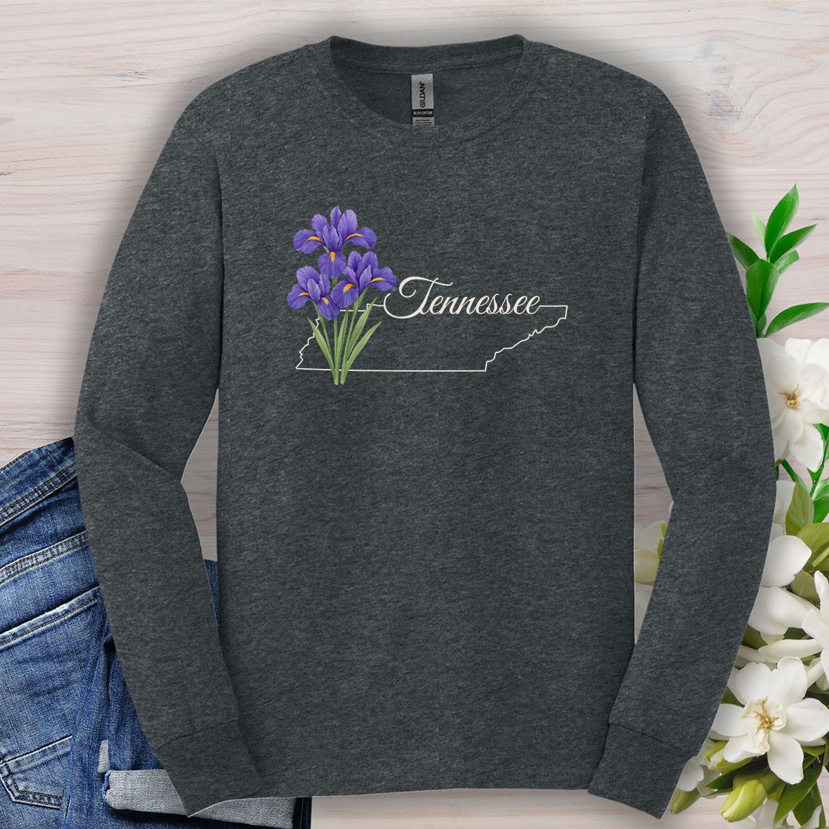 Tennessee State Flower Long Sleeve Tee — Iris