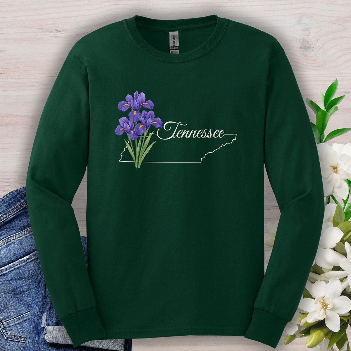 Tennessee State Flower Long Sleeve Tee — Iris