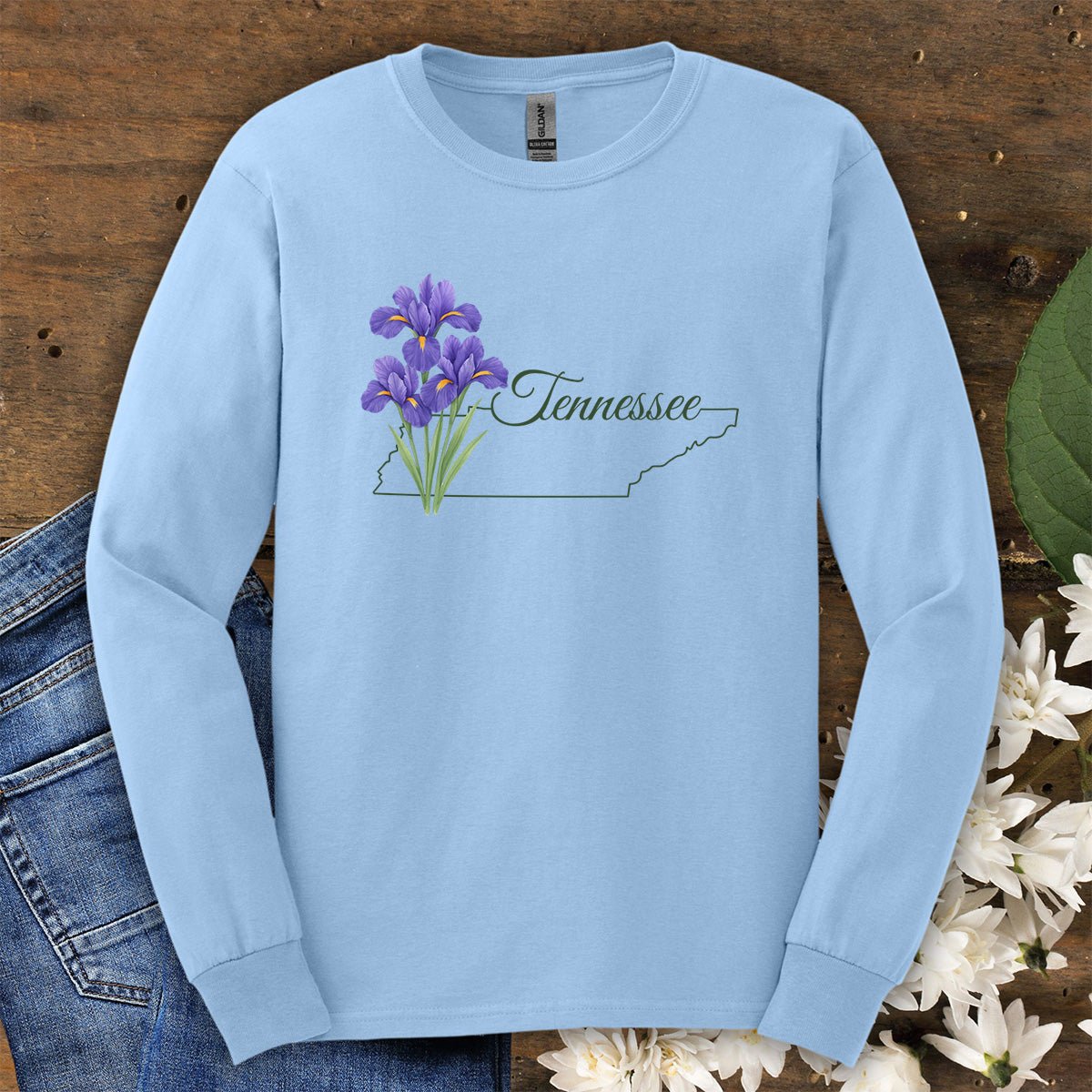 Tennessee State Flower Long Sleeve Tee — Iris