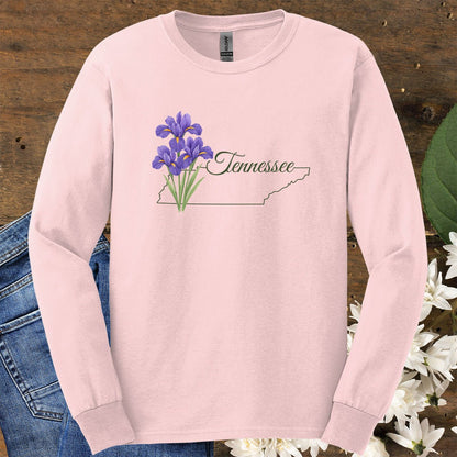 Tennessee State Flower Long Sleeve Tee — Iris