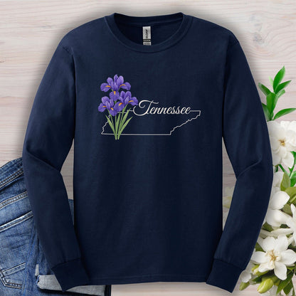 Tennessee State Flower Long Sleeve Tee — Iris