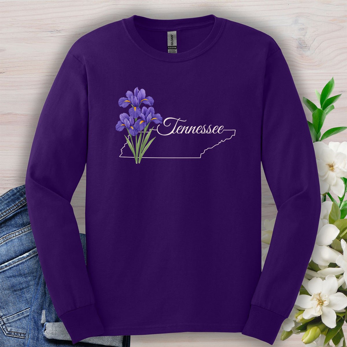 Tennessee State Flower Long Sleeve Tee — Iris