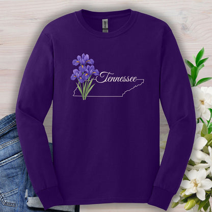 Tennessee State Flower Long Sleeve Tee — Iris