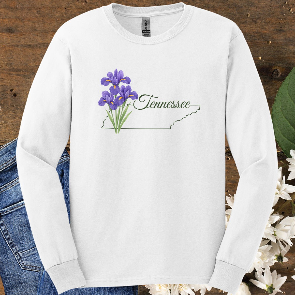 Tennessee State Flower Long Sleeve Tee — Iris