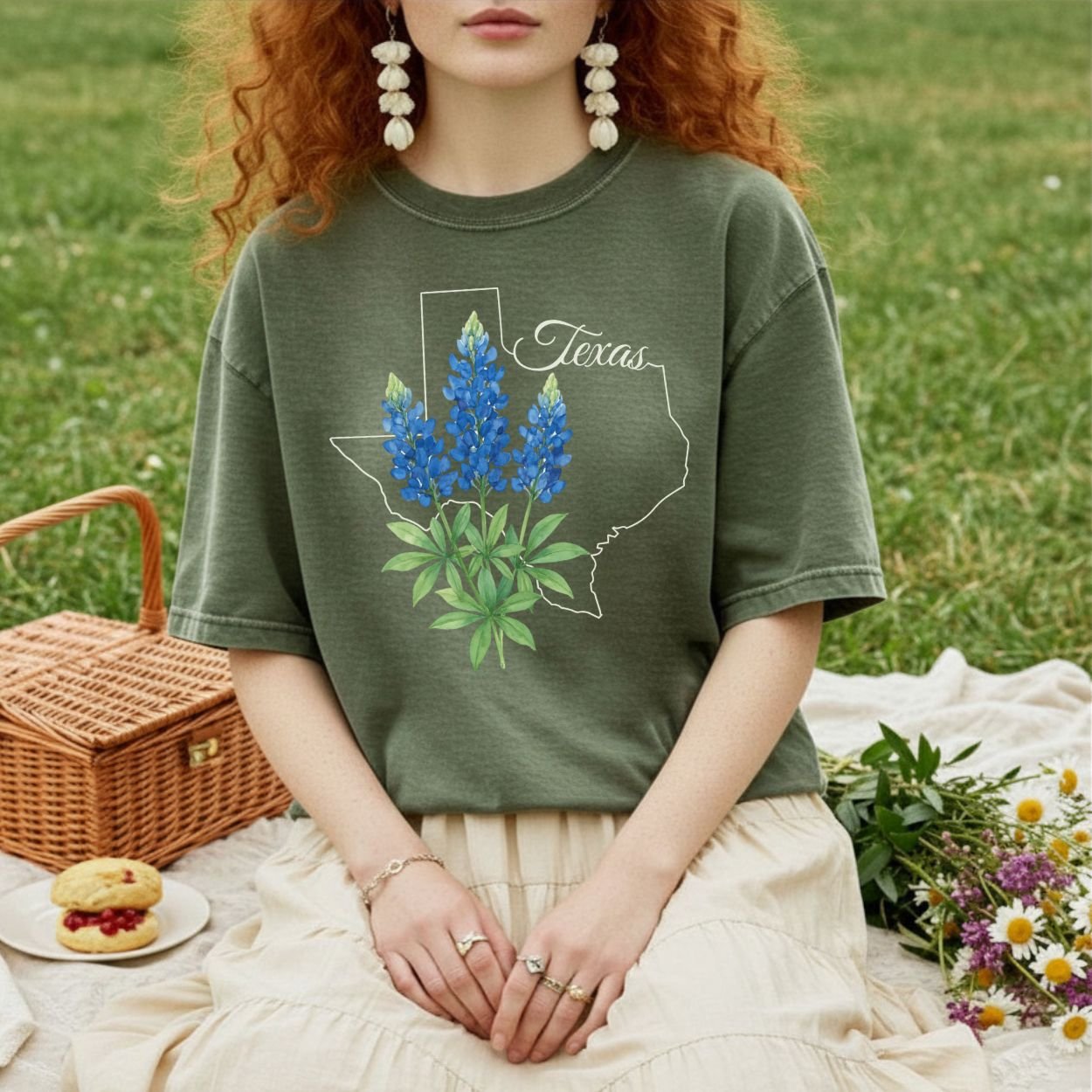 Texas State Flower T-Shirt - Bluebonnet