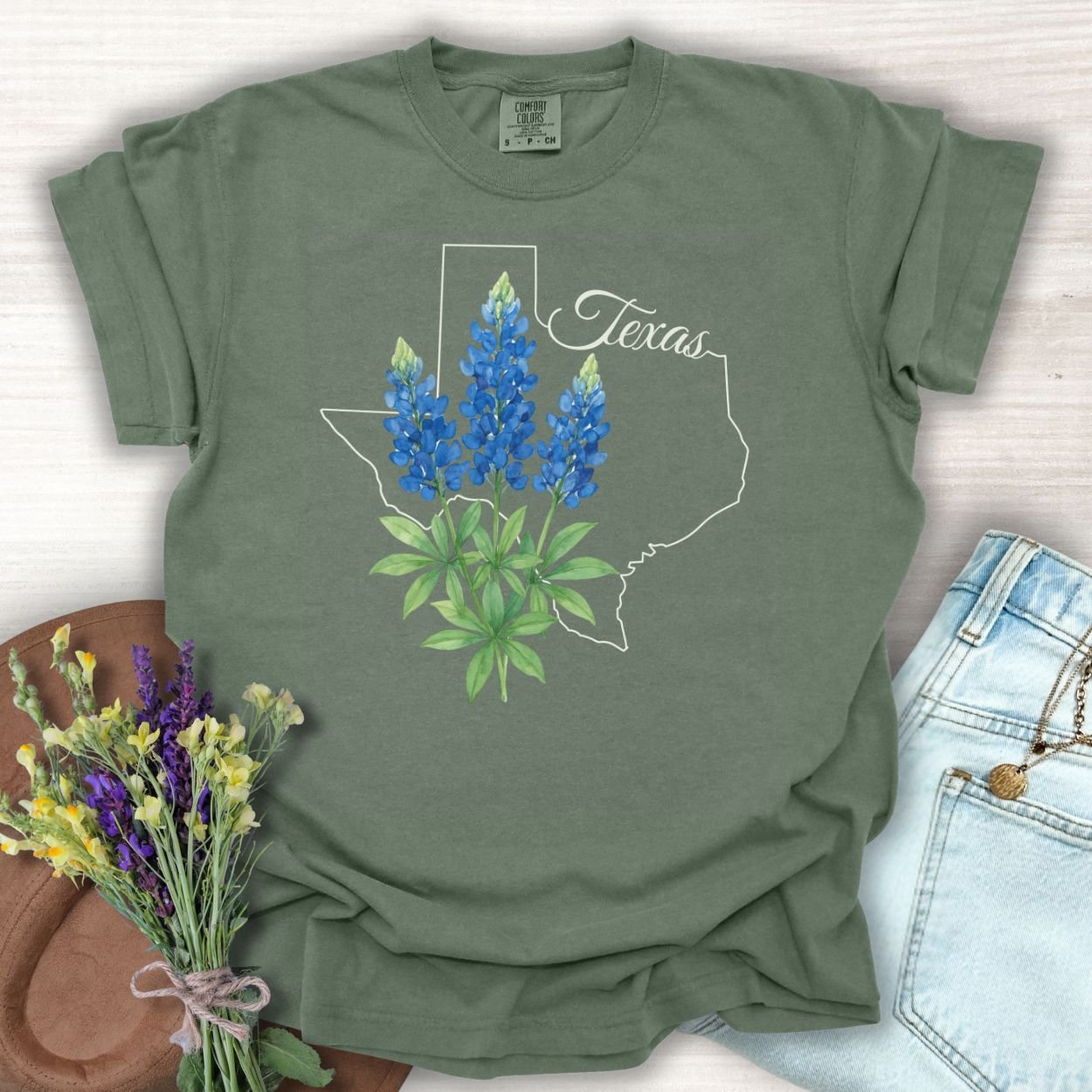 Texas State Flower T-Shirt - Bluebonnet