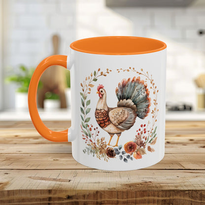 Thanksgiving Turkey Floral Wreath Mug (11/15oz)