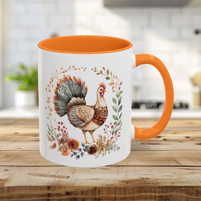 Thanksgiving Turkey Floral Wreath Mug (11/15oz)