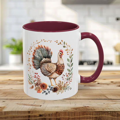 Thanksgiving Turkey Floral Wreath Mug (11/15oz)