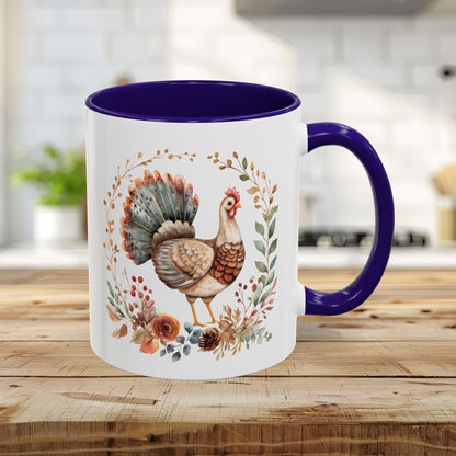 Thanksgiving Turkey Floral Wreath Mug (11/15oz)