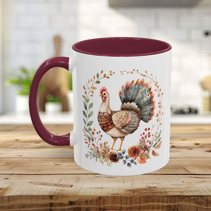 Thanksgiving Turkey Floral Wreath Mug (11/15oz)