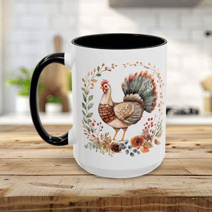 Thanksgiving Turkey Floral Wreath Mug (11/15oz)