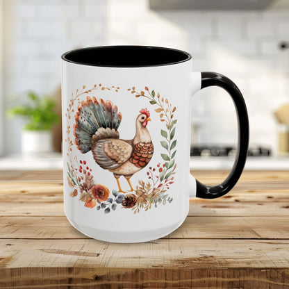 Thanksgiving Turkey Floral Wreath Mug (11/15oz)