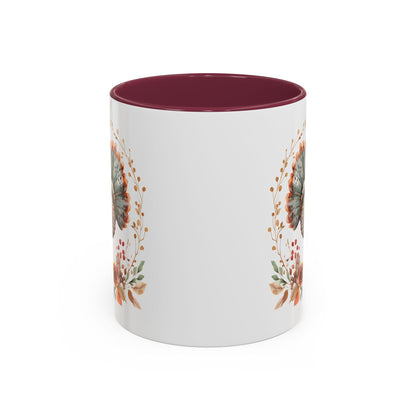 Thanksgiving Turkey Floral Wreath Mug (11/15oz)