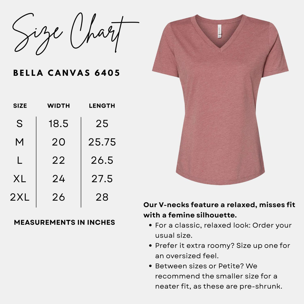 Heathered rose V-neck t-shirt with a relaxed fit, soft cotton/poly blend, and feminine silhouette.