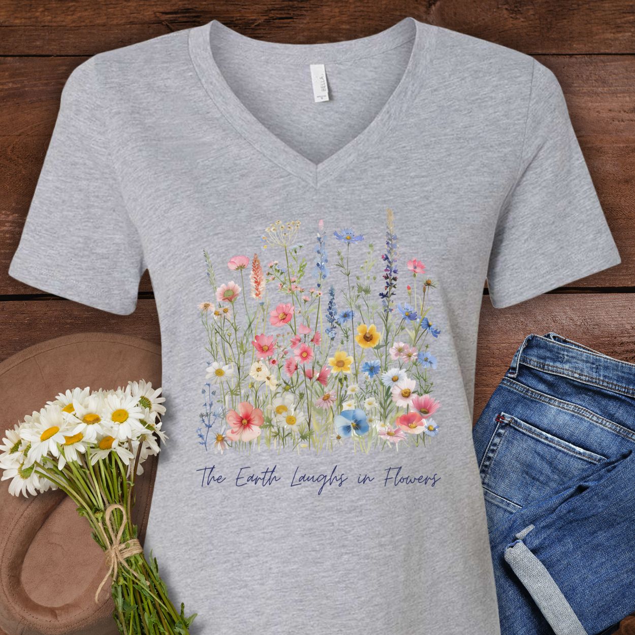 The Earth Laughs in Flowers V-Neck T-Shirt