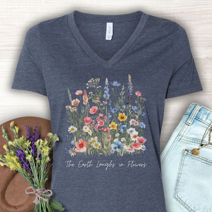 The Earth Laughs in Flowers V-Neck T-Shirt