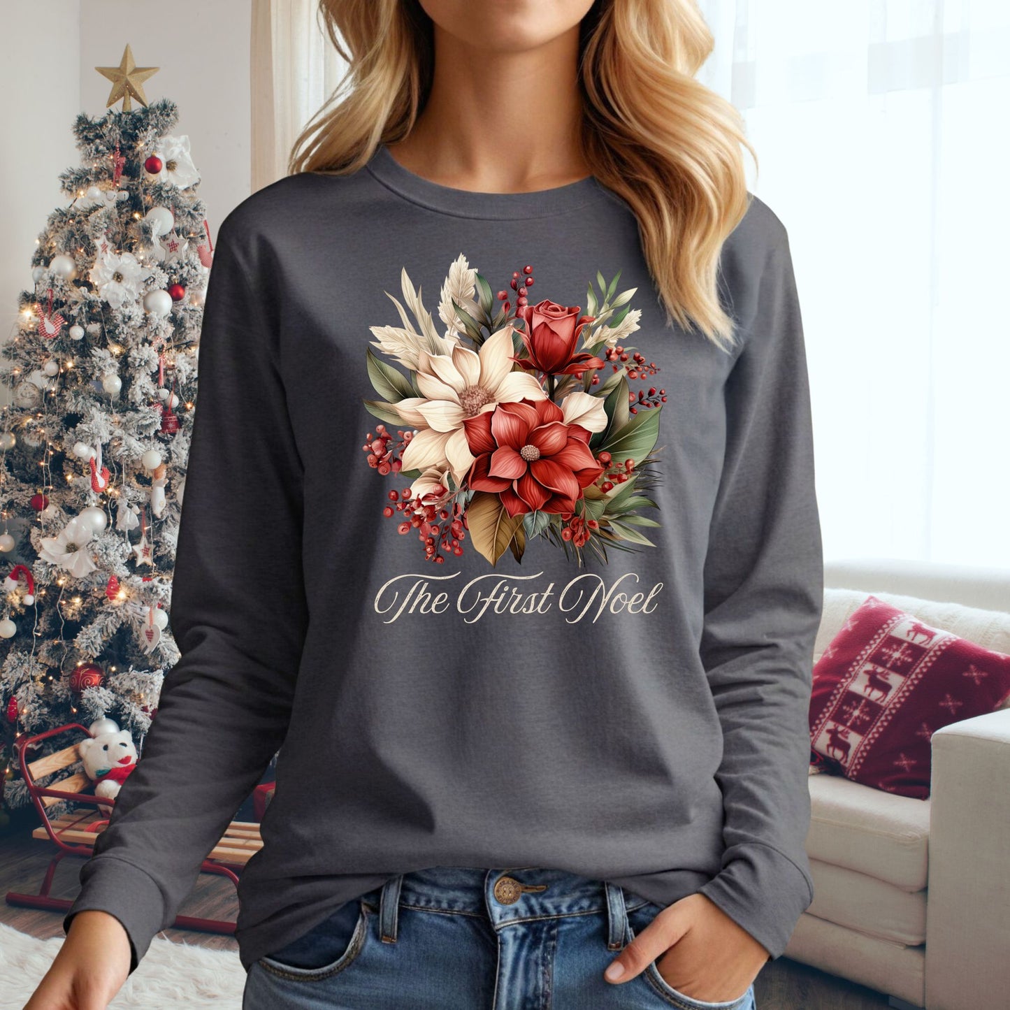The First Noel Bouquet Long Sleeve Tee