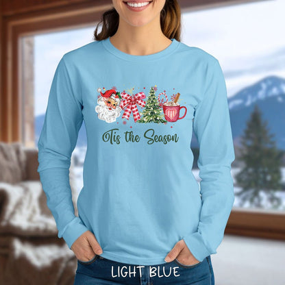 Tis The Season Retro Santa Long Sleeve Tee