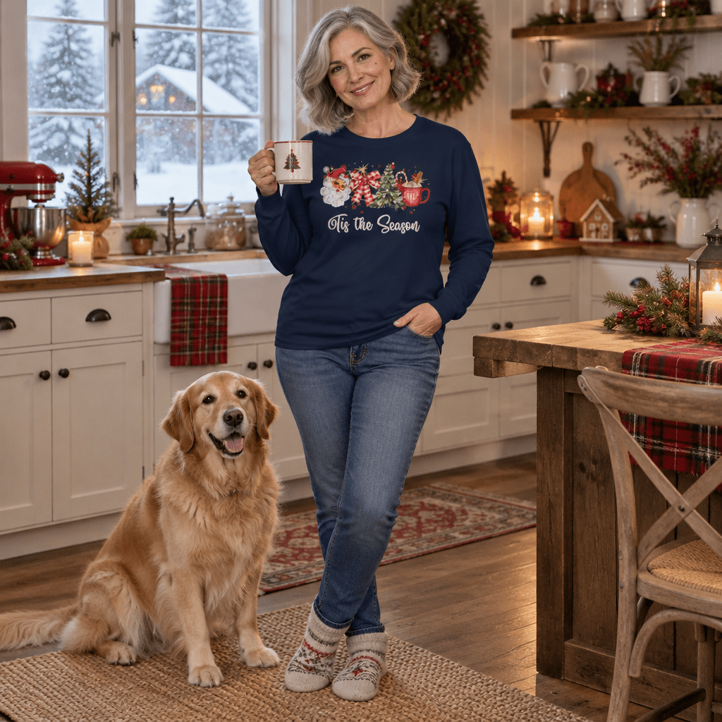 Tis The Season Retro Santa Long Sleeve Tee