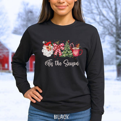 Tis The Season Retro Santa Long Sleeve Tee