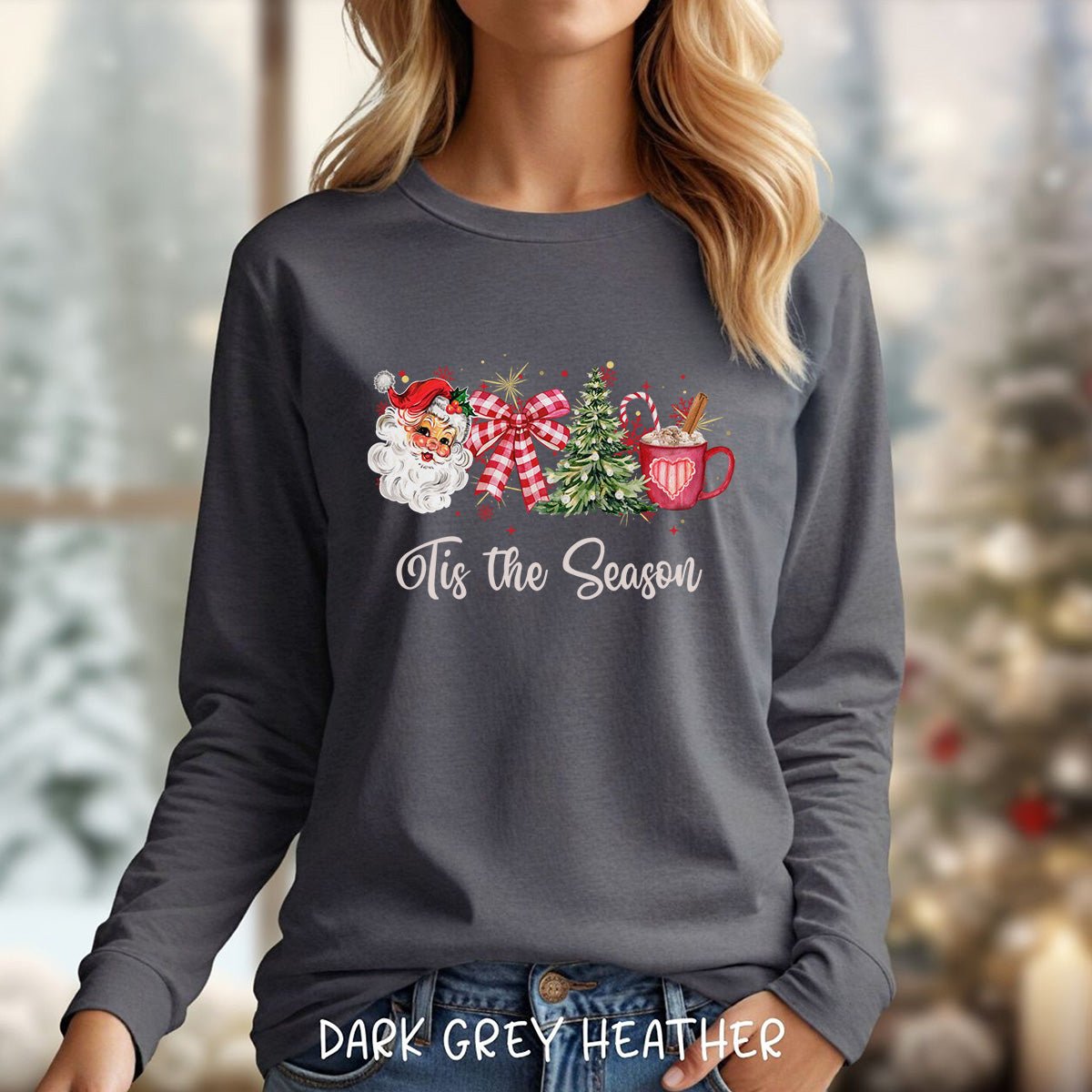 Tis The Season Retro Santa Long Sleeve Tee
