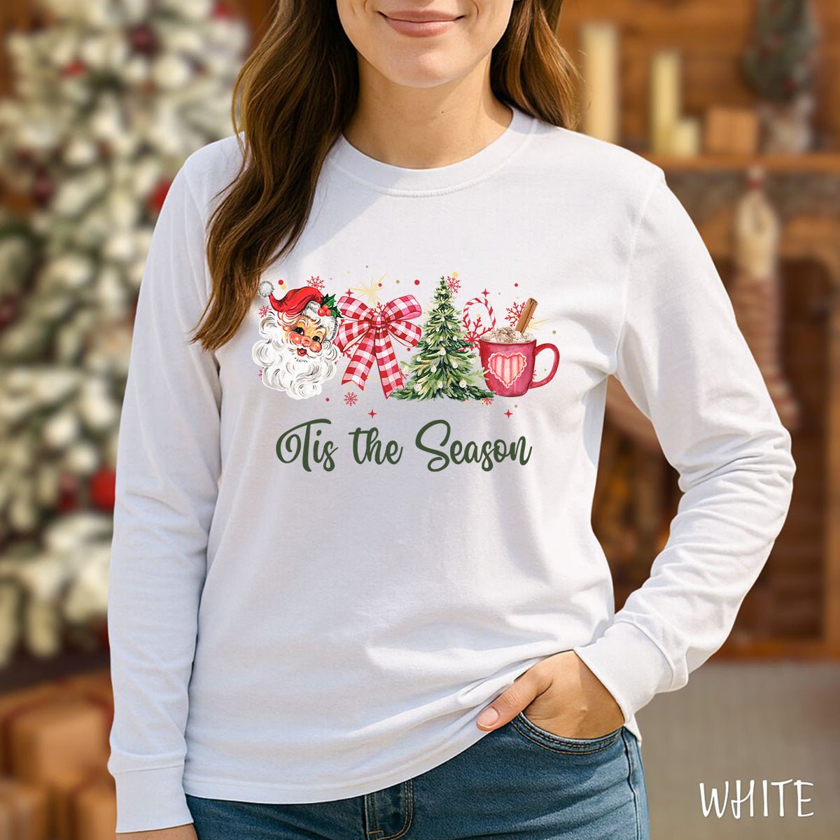 Tis The Season Retro Santa Long Sleeve Tee
