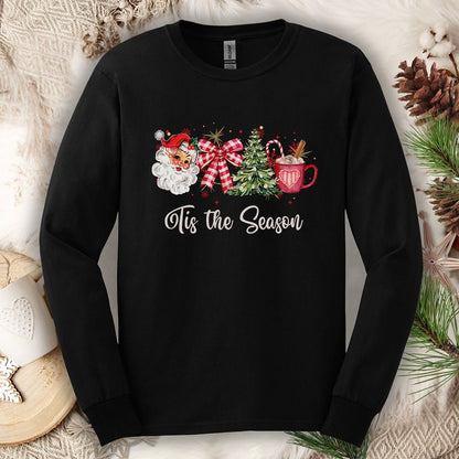 Tis The Season Retro Santa Long Sleeve Tee