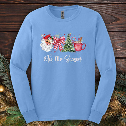 Tis The Season Retro Santa Long Sleeve Tee