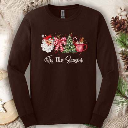 Tis The Season Retro Santa Long Sleeve Tee
