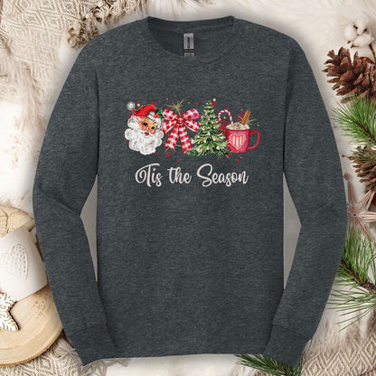 Tis The Season Retro Santa Long Sleeve Tee