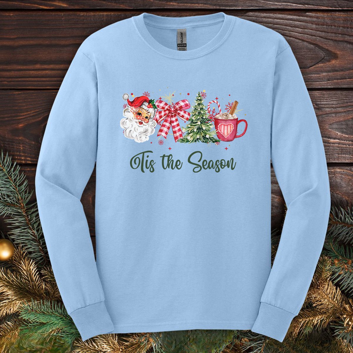 Tis The Season Retro Santa Long Sleeve Tee