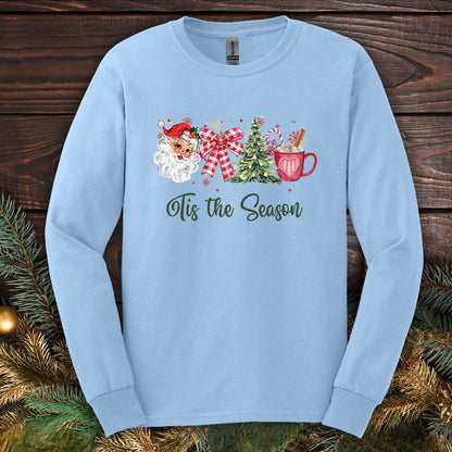 Tis The Season Retro Santa Long Sleeve Tee