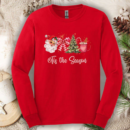 Tis The Season Retro Santa Long Sleeve Tee
