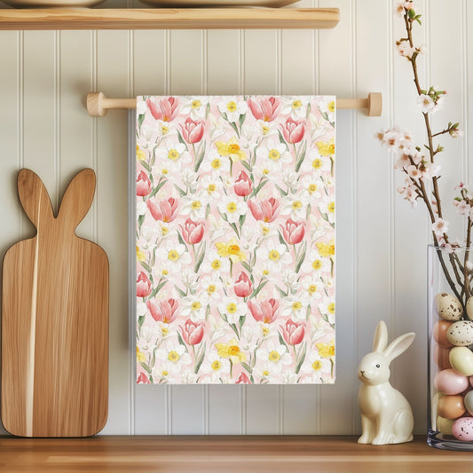 Tulip & Daffodil Spring Microfiber Tea Towel