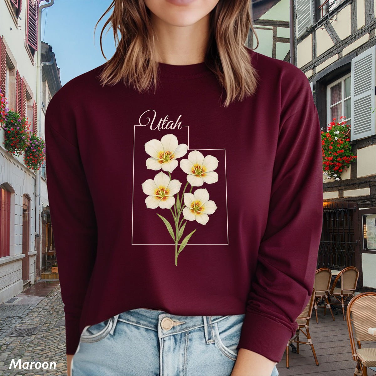Utah State Flower Long Sleeve Tee — Sego Lily