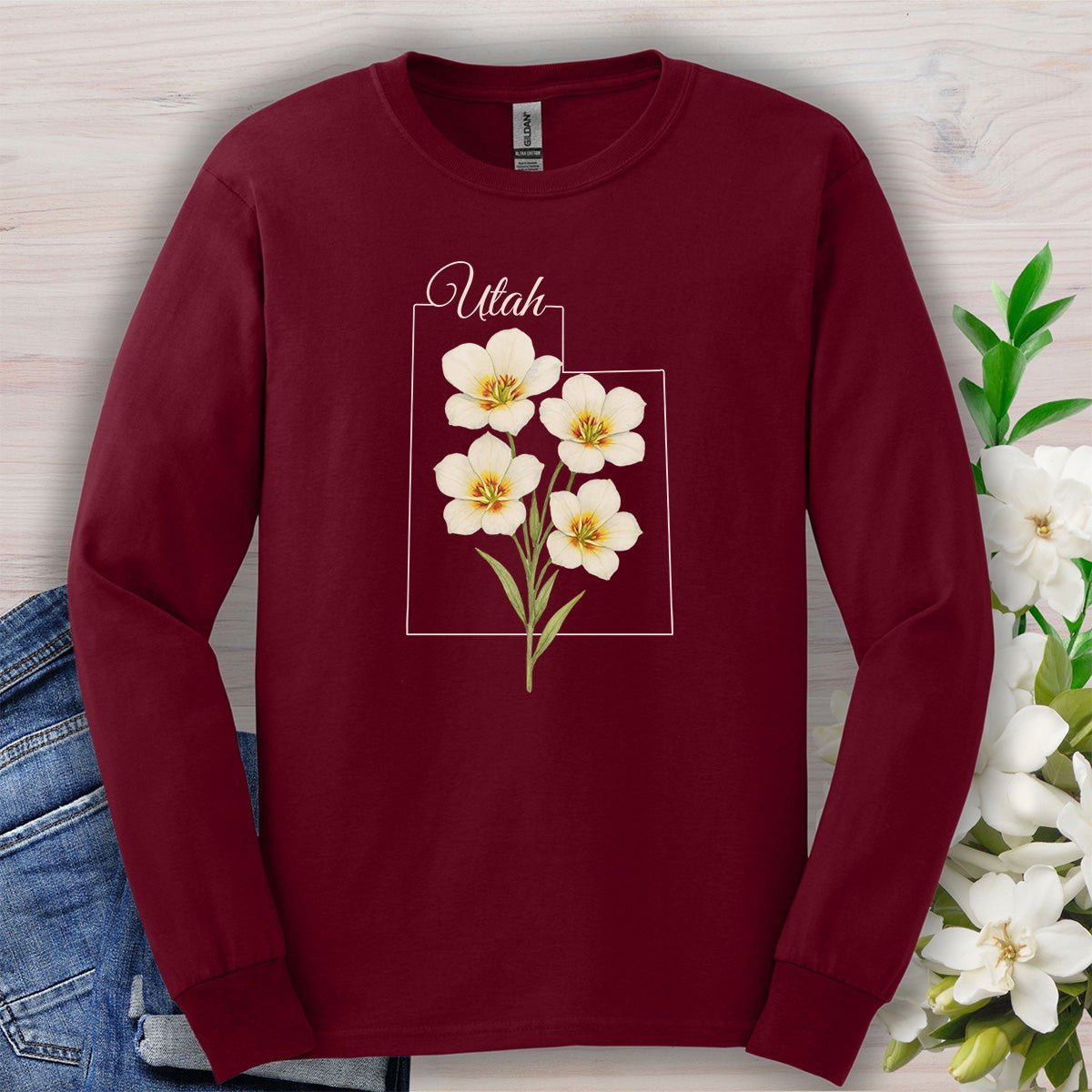 Utah State Flower Long Sleeve Tee — Sego Lily