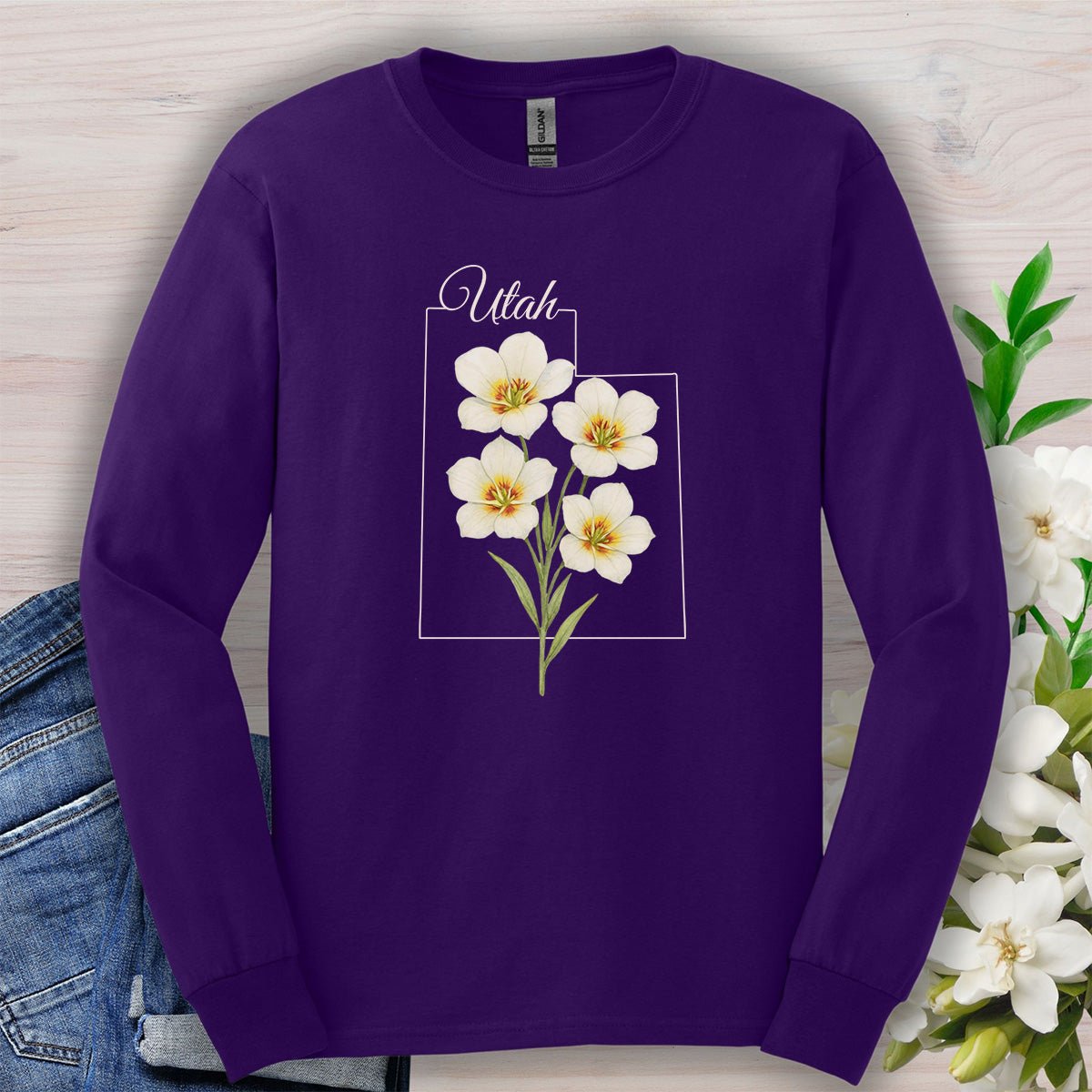 Utah State Flower Long Sleeve Tee — Sego Lily