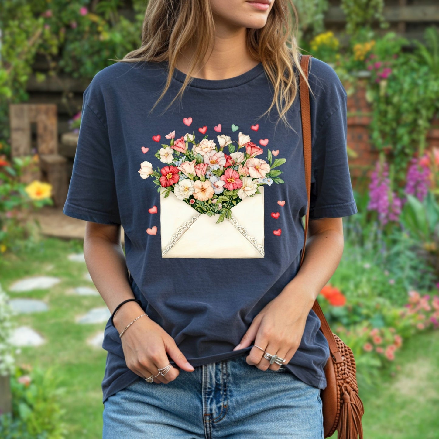 Valentine Cream Floral Love Letter T-Shirt