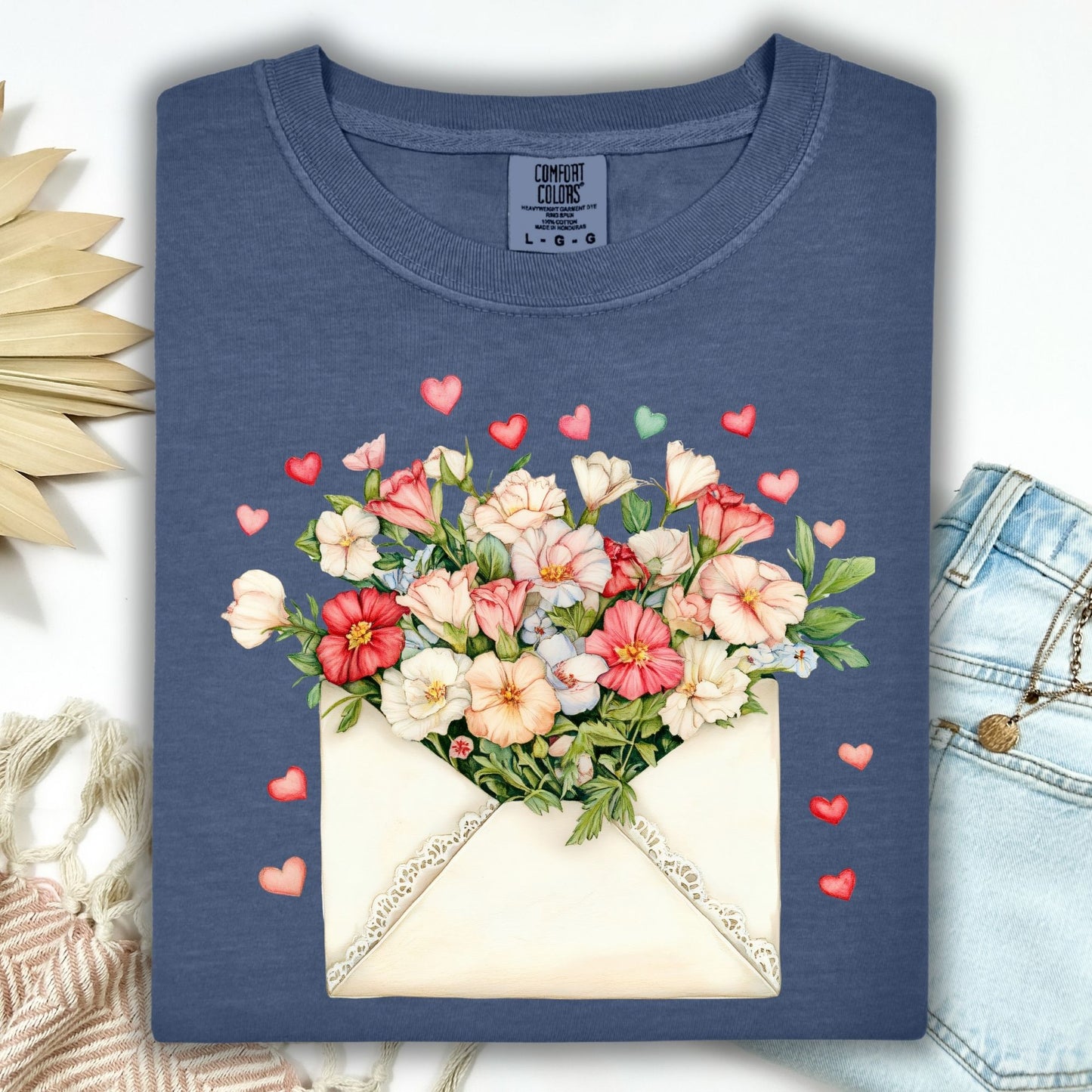 Valentine Cream Floral Love Letter T-Shirt