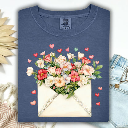 Valentine Cream Floral Love Letter T-Shirt